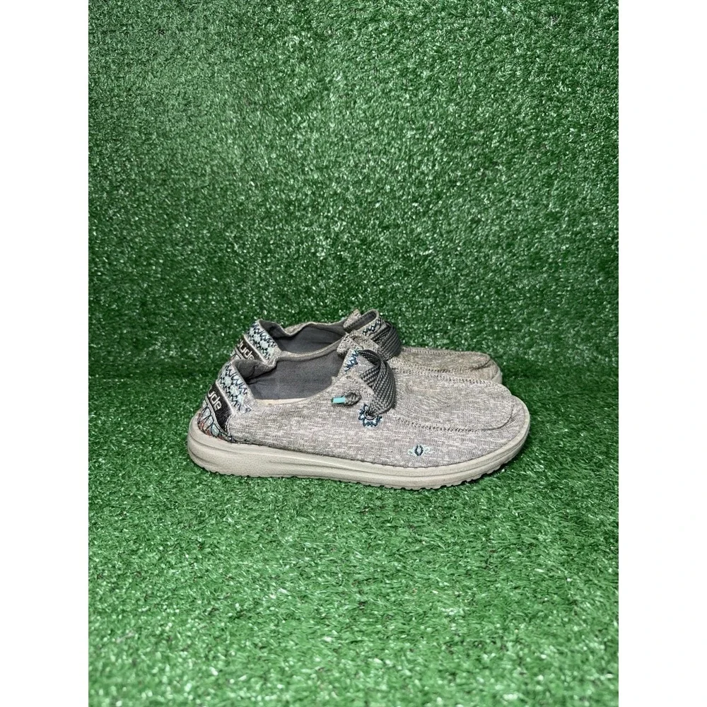 Hey Dude Wendy Women Size 6 Grey Aztec Hippie Shoes Comfort Slip On Loafer